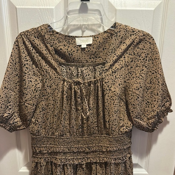 ODDY Brown Ruffled Puff Sleeve Mini Dress - Picture 2 of 4